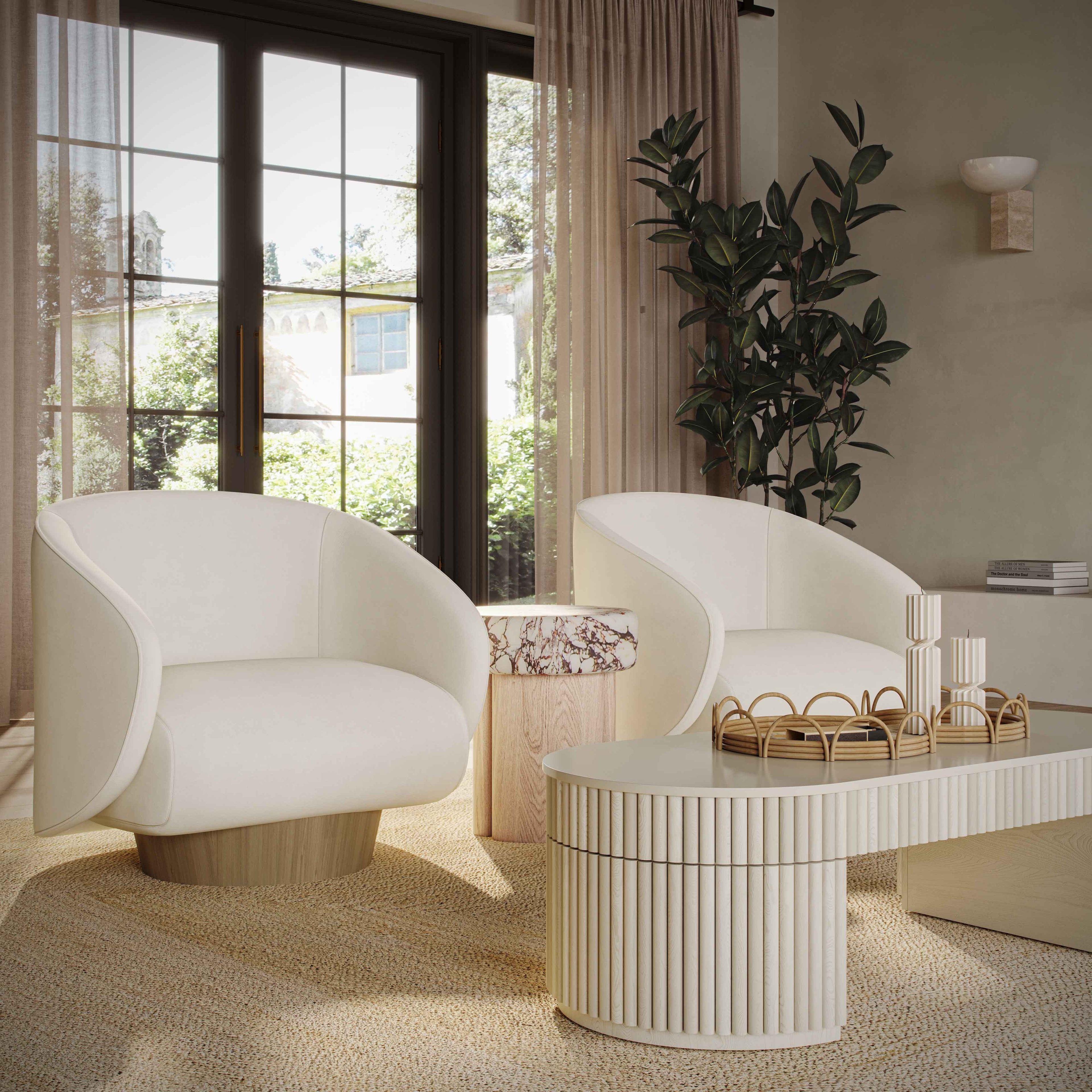 Bella 48 Cream Oval Coffee Table