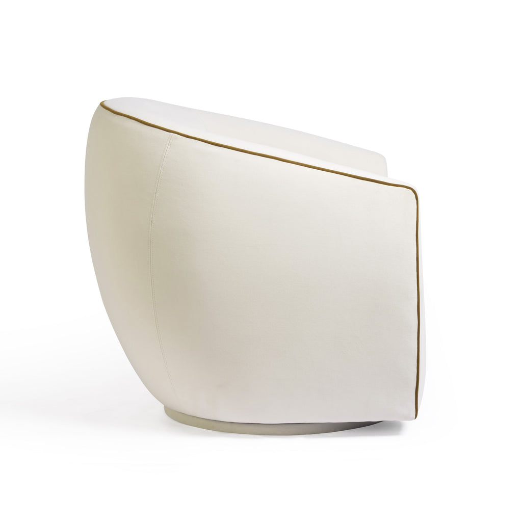 Jordan Contrast Piping Velvet Swivel Chair