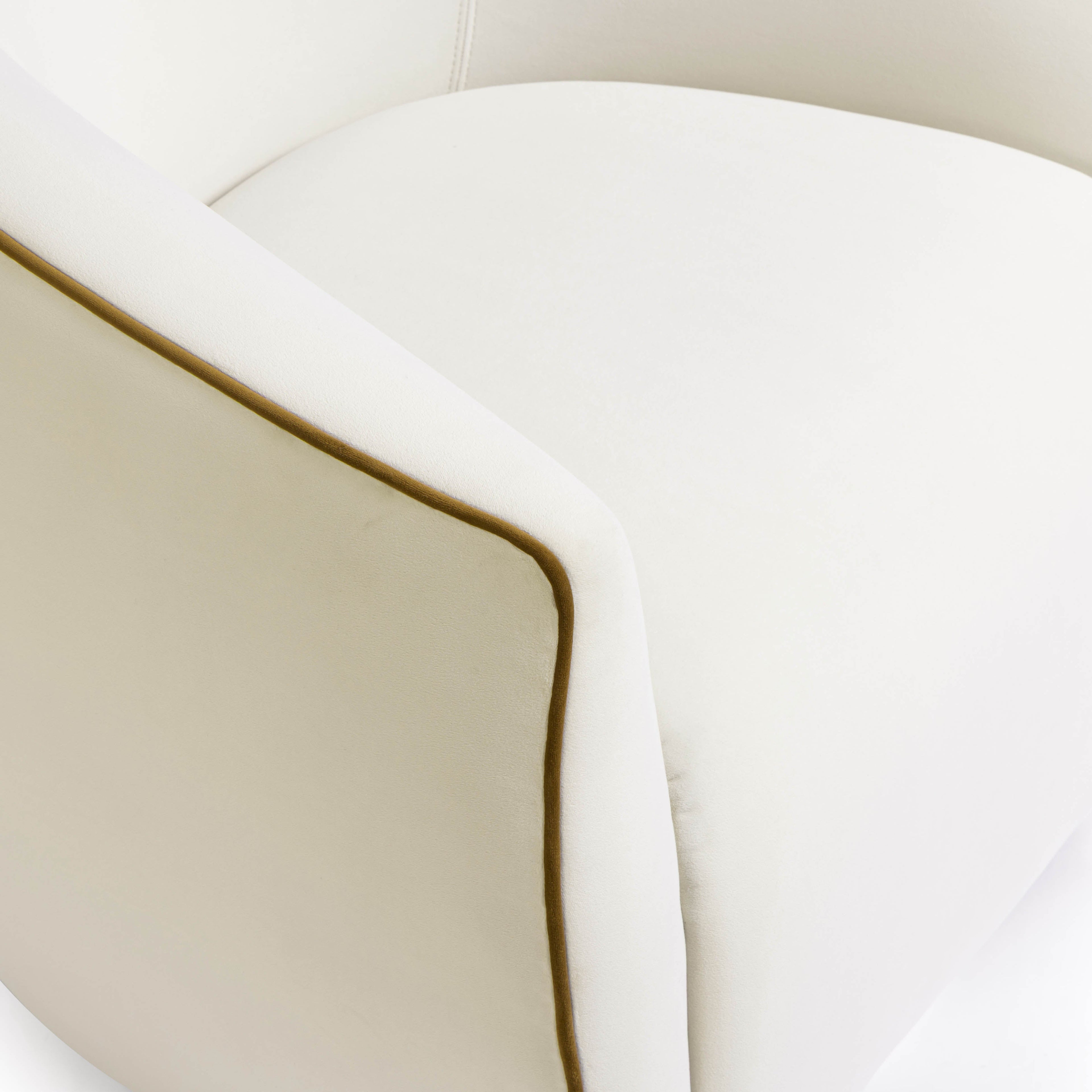 Jordan Contrast Piping Velvet Swivel Chair