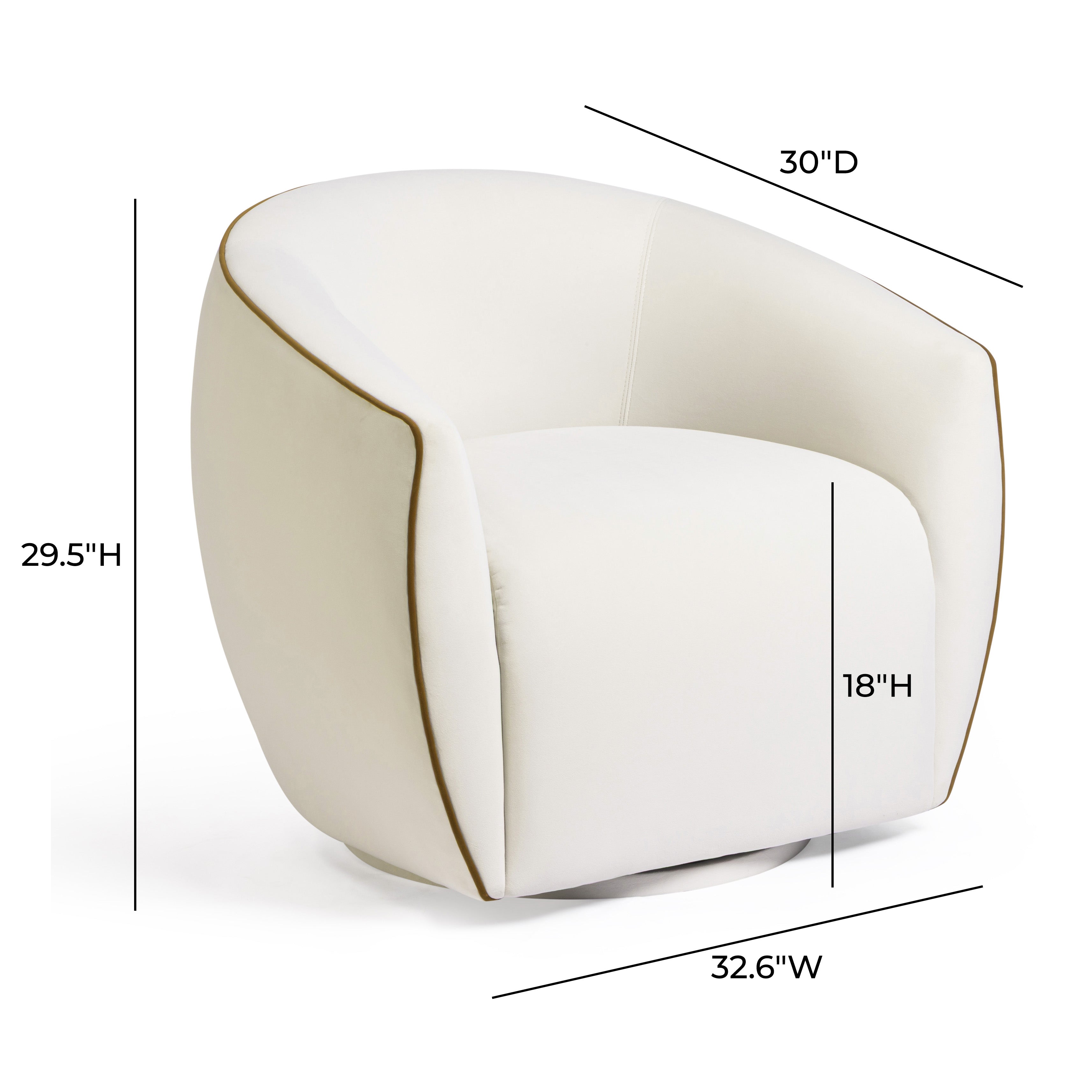 Jordan Contrast Piping Velvet Swivel Chair