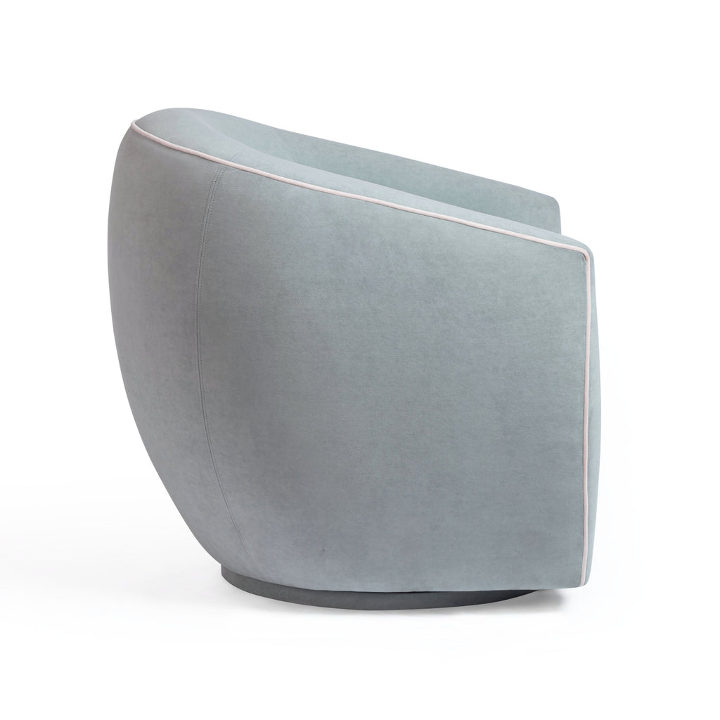 Jordan Contrast Piping Velvet Swivel Chair