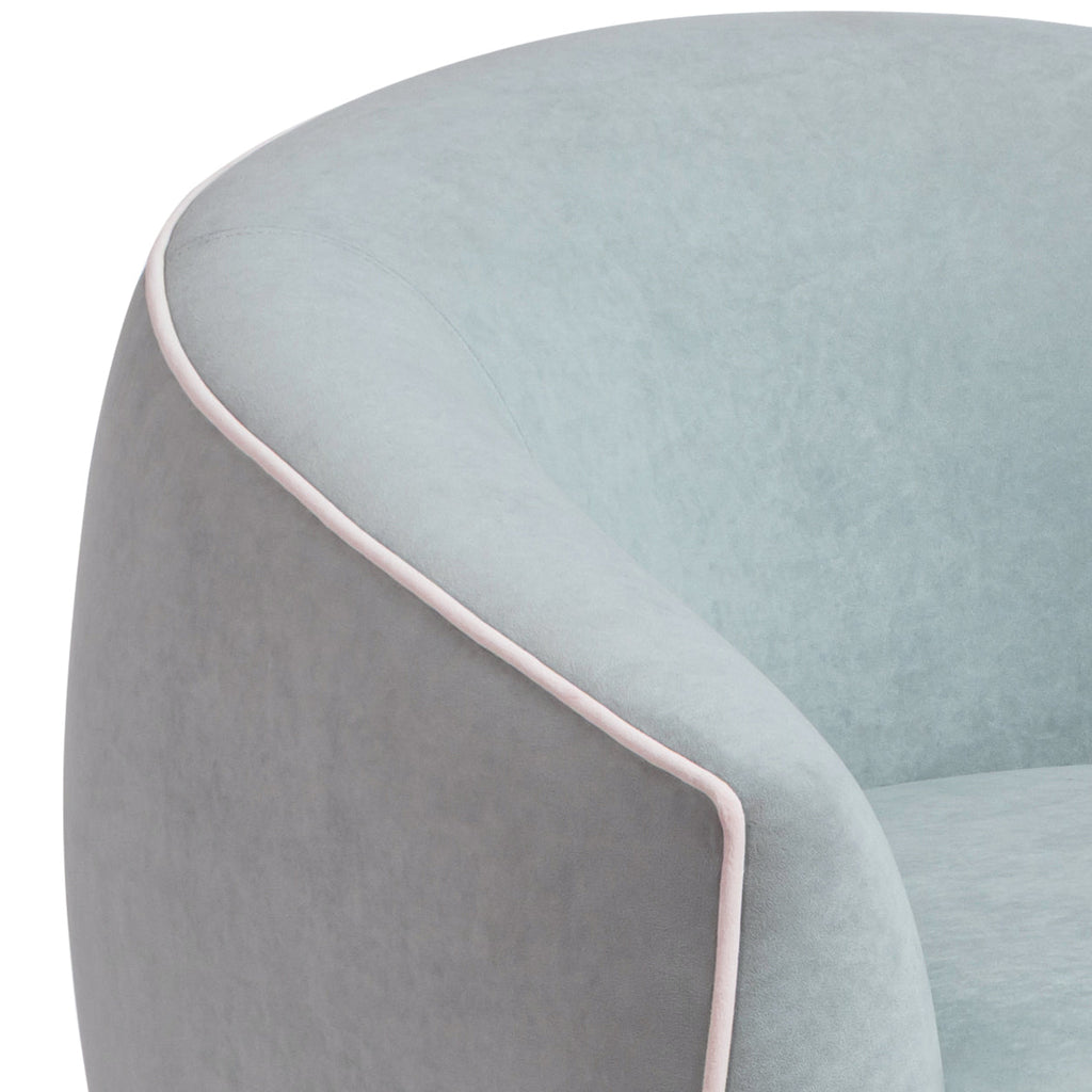 Jordan Contrast Piping Velvet Swivel Chair