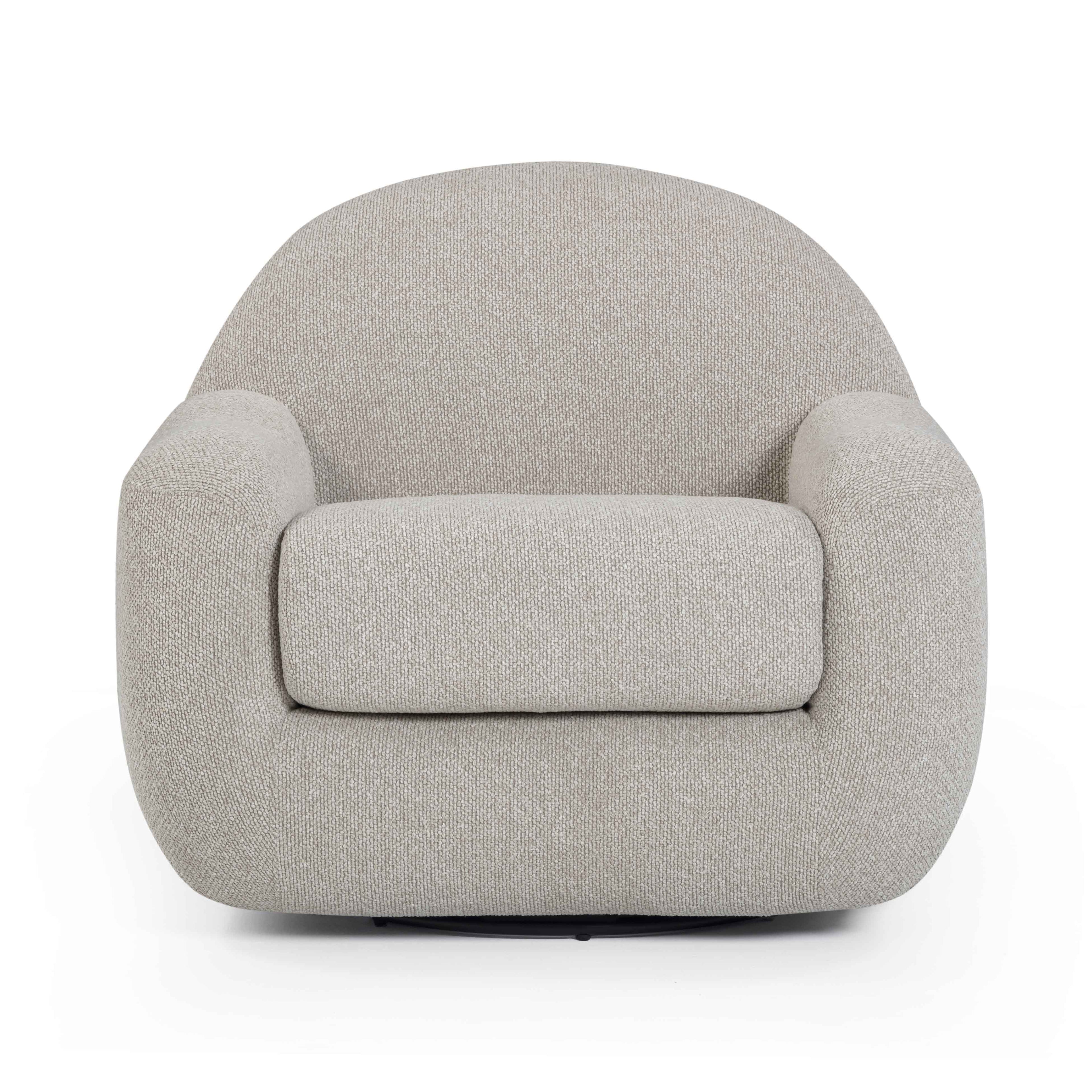 Tiago Warm Grey Boucle Swivel Chair