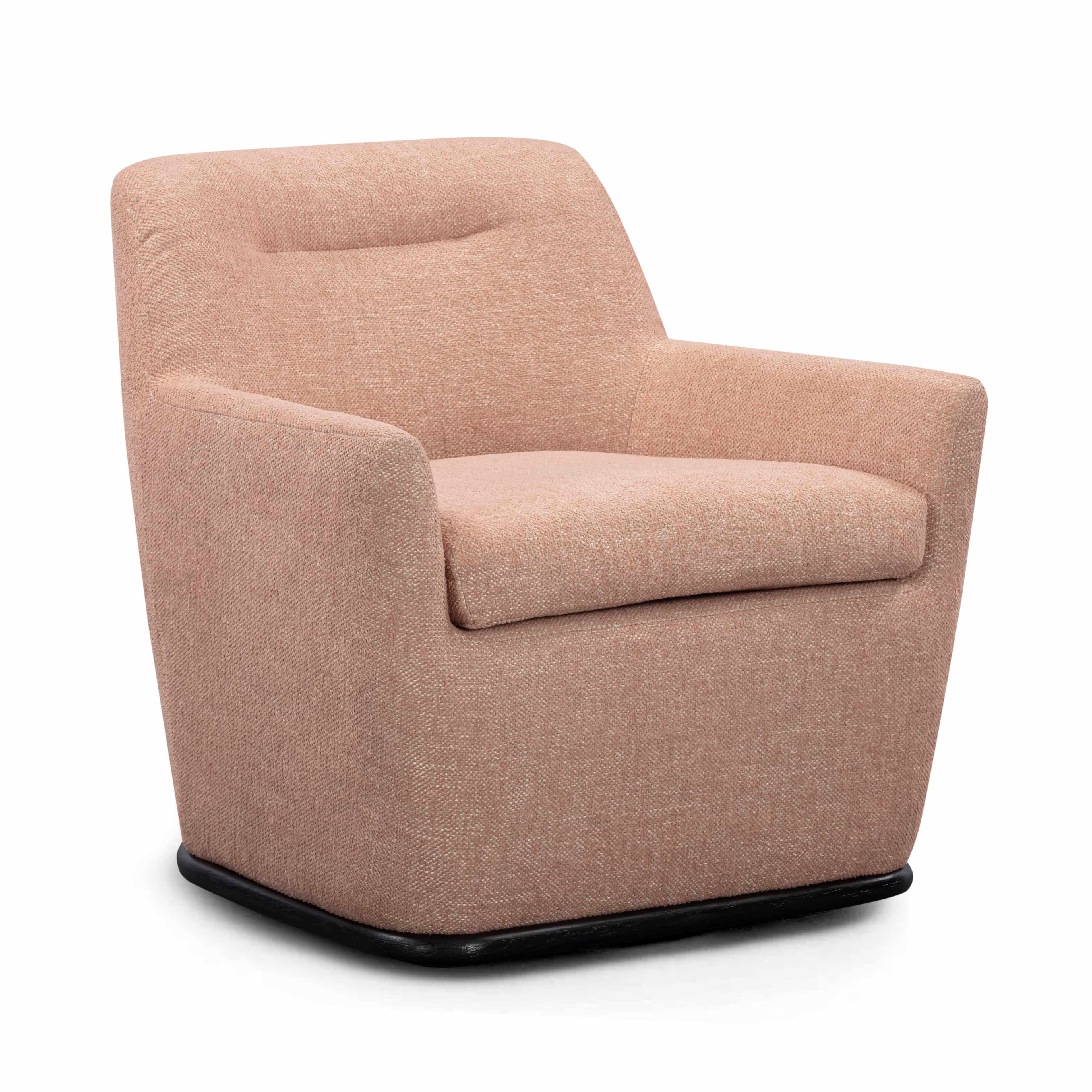Mado Peach Textured Fabric Swivel Accent Chair