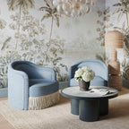 Pamela Faded Blue Upcycled Fabric Tassel Lounge Chair