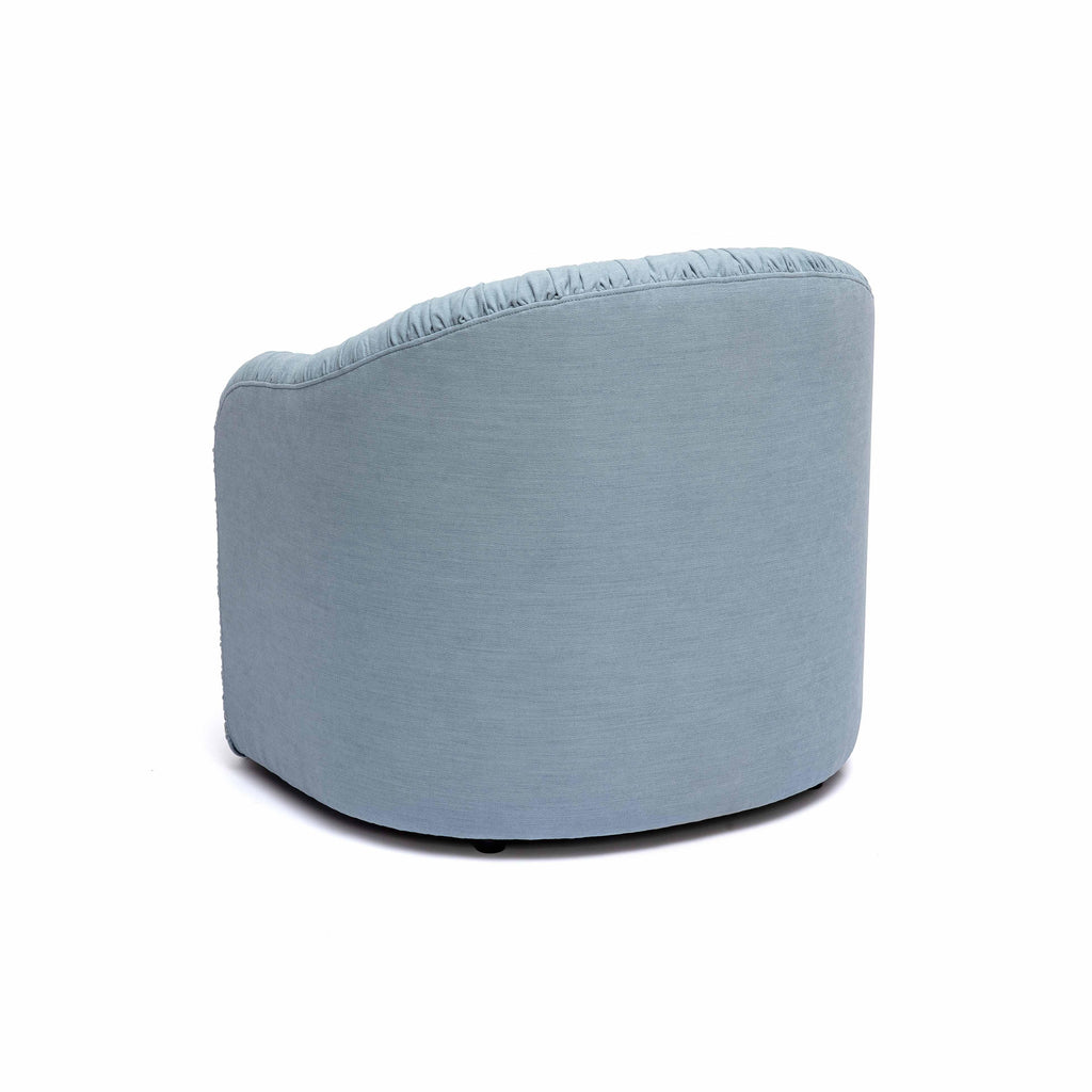 Pamela Faded Blue Upcycled Fabric Tassel Lounge Chair