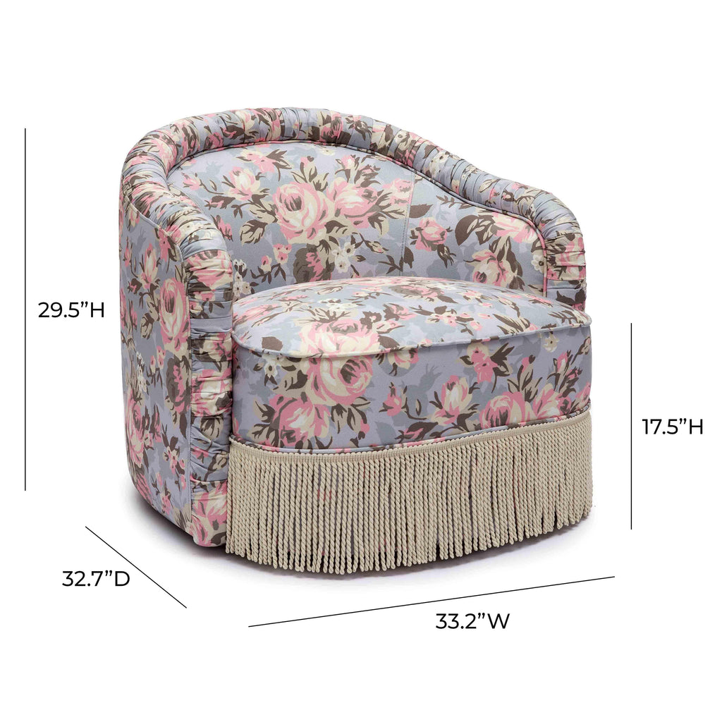 Pamela Spring Floral Print Tasseled Lounge Chair