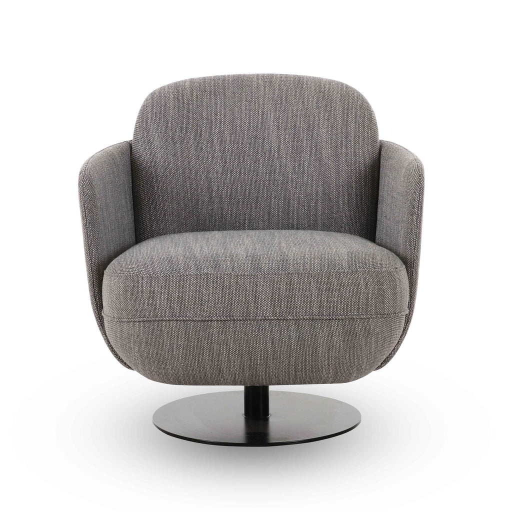 Solange Grey Textured Weave Swivel Chair