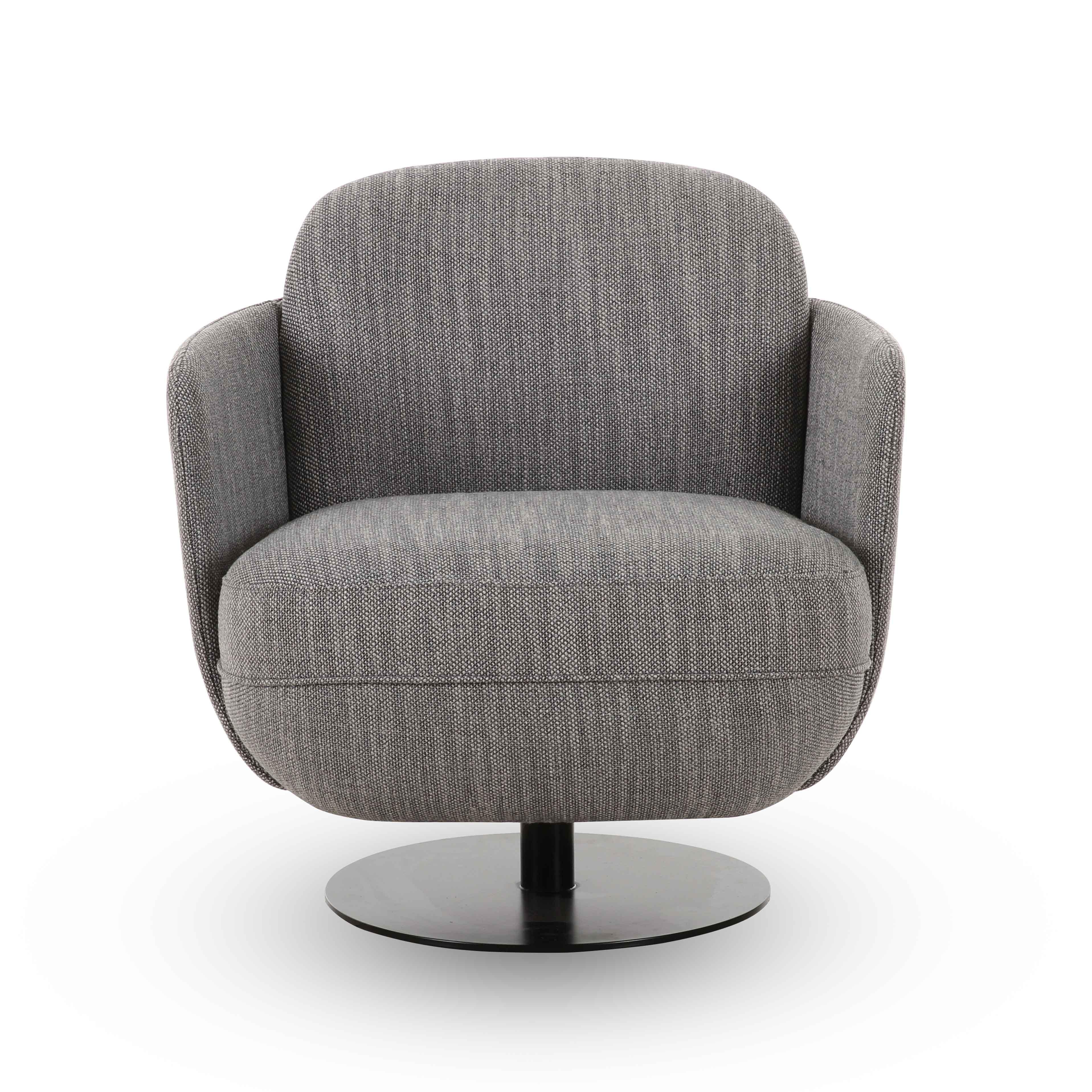 Solange Grey Textured Weave Swivel Chair