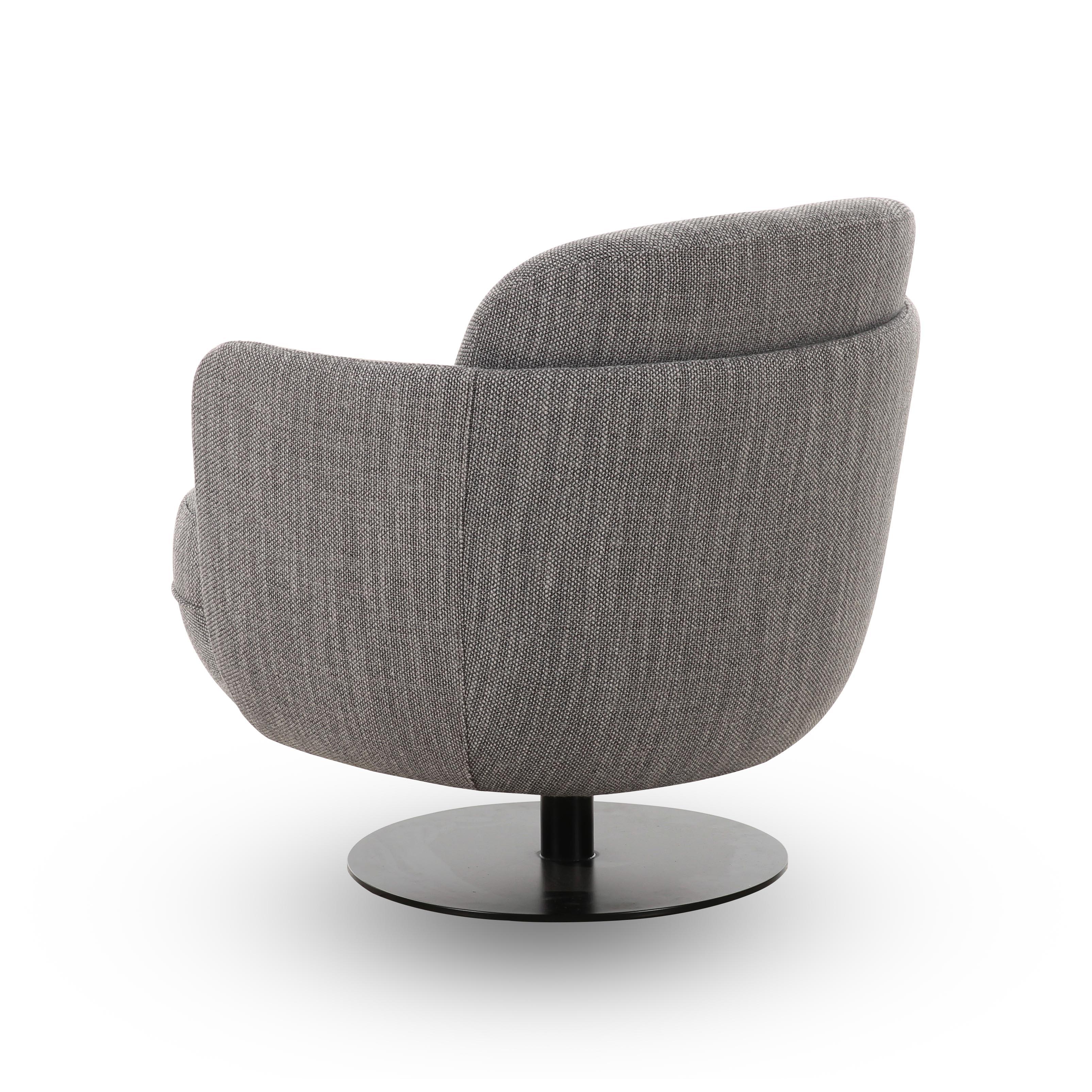 Solange Grey Textured Weave Swivel Chair