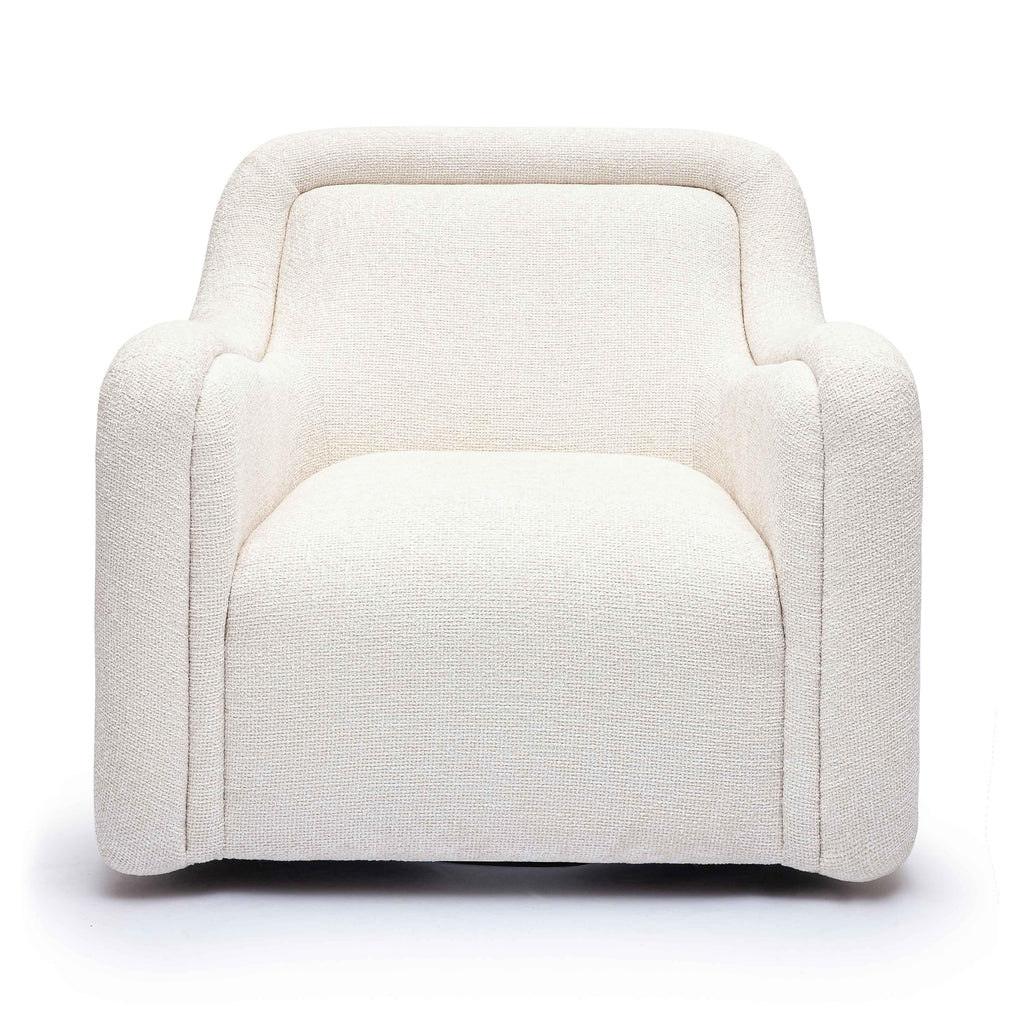 Charli Cream Basketweave Chenille Swivel Chair