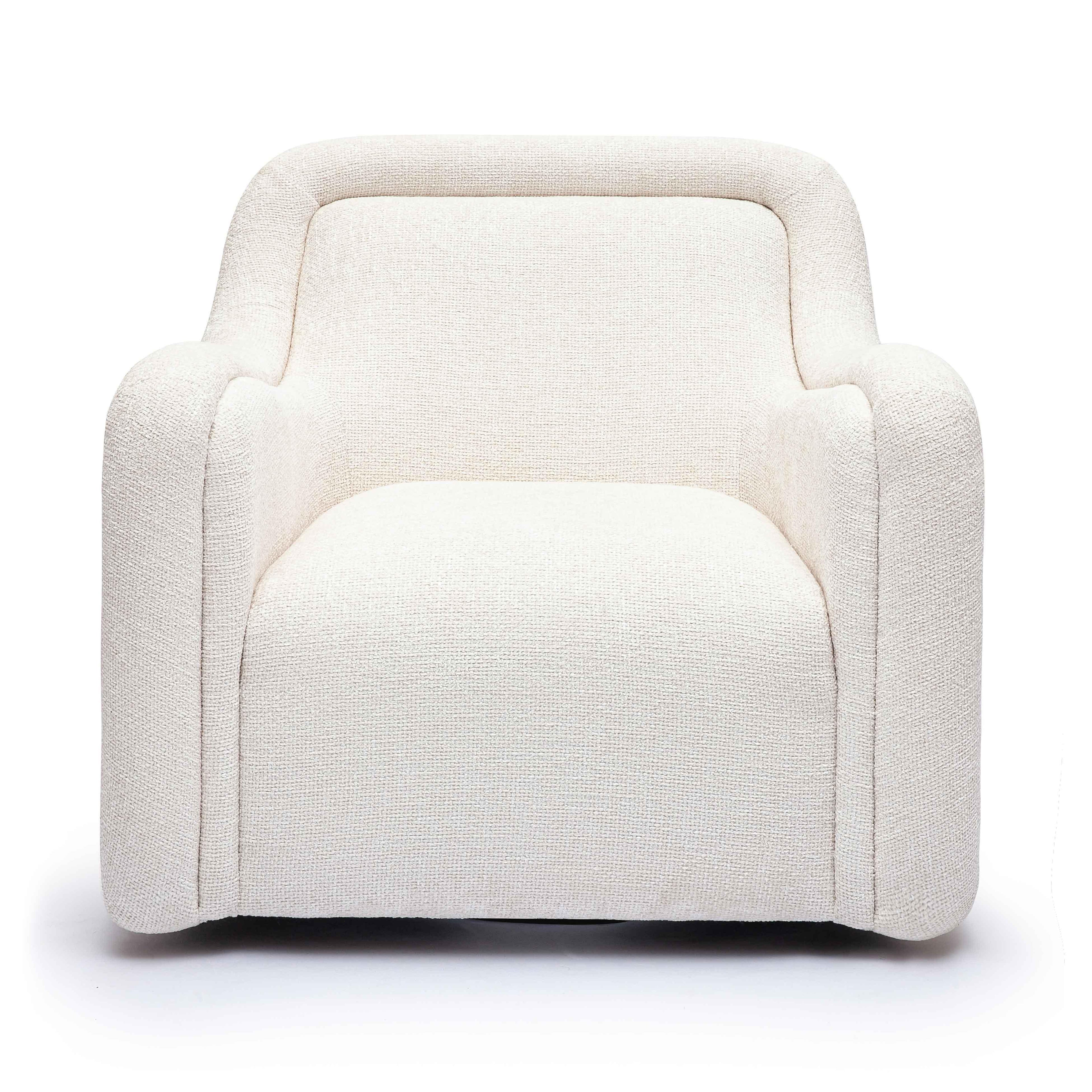 Charli Cream Basketweave Chenille Swivel Chair