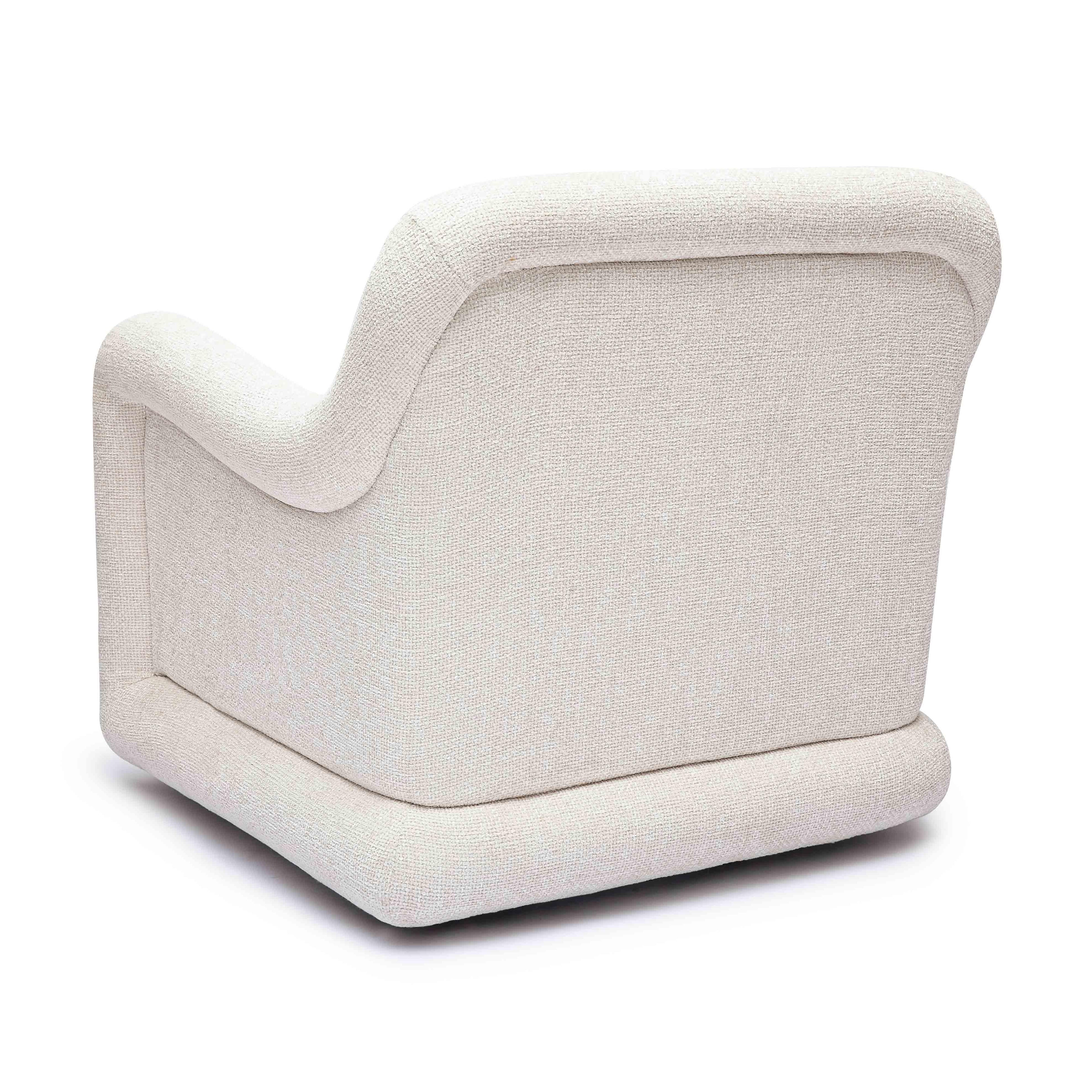 Charli Cream Basketweave Chenille Swivel Chair