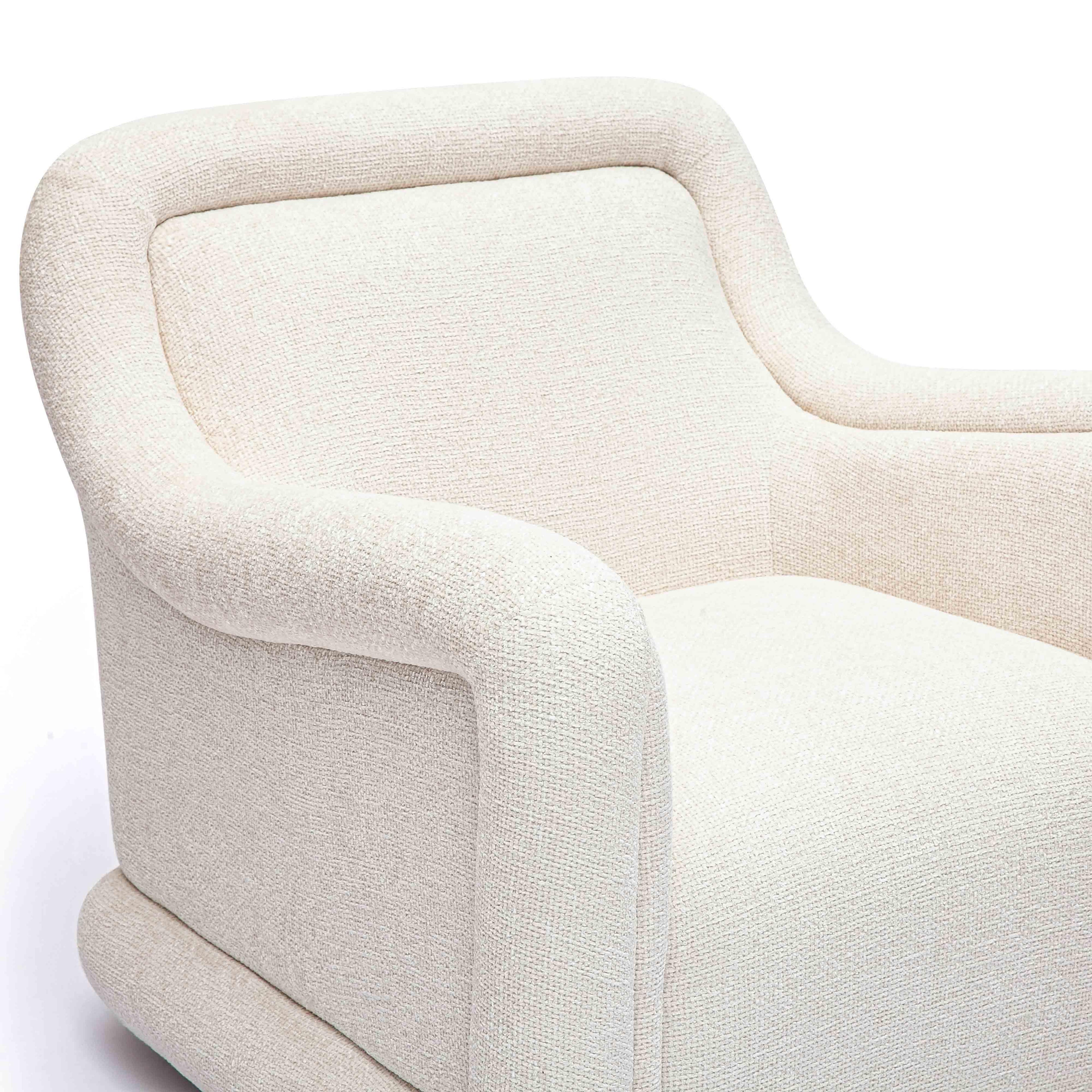 Charli Cream Basketweave Chenille Swivel Chair