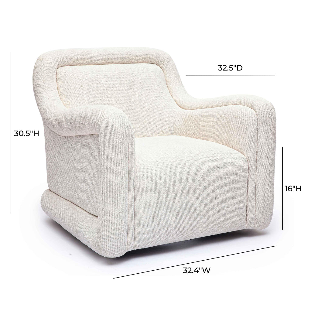 Charli Cream Basketweave Chenille Swivel Chair