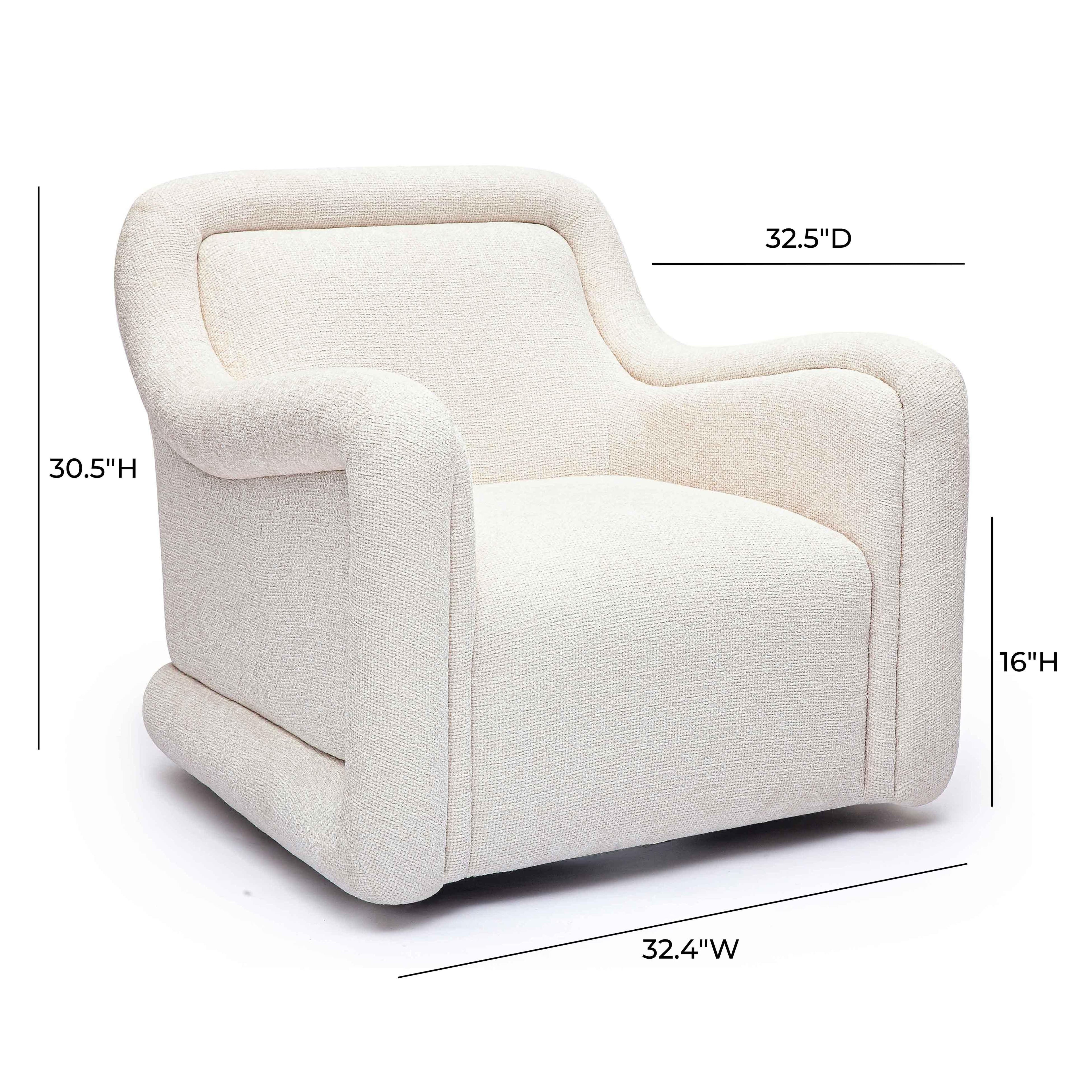 Charli Cream Basketweave Chenille Swivel Chair