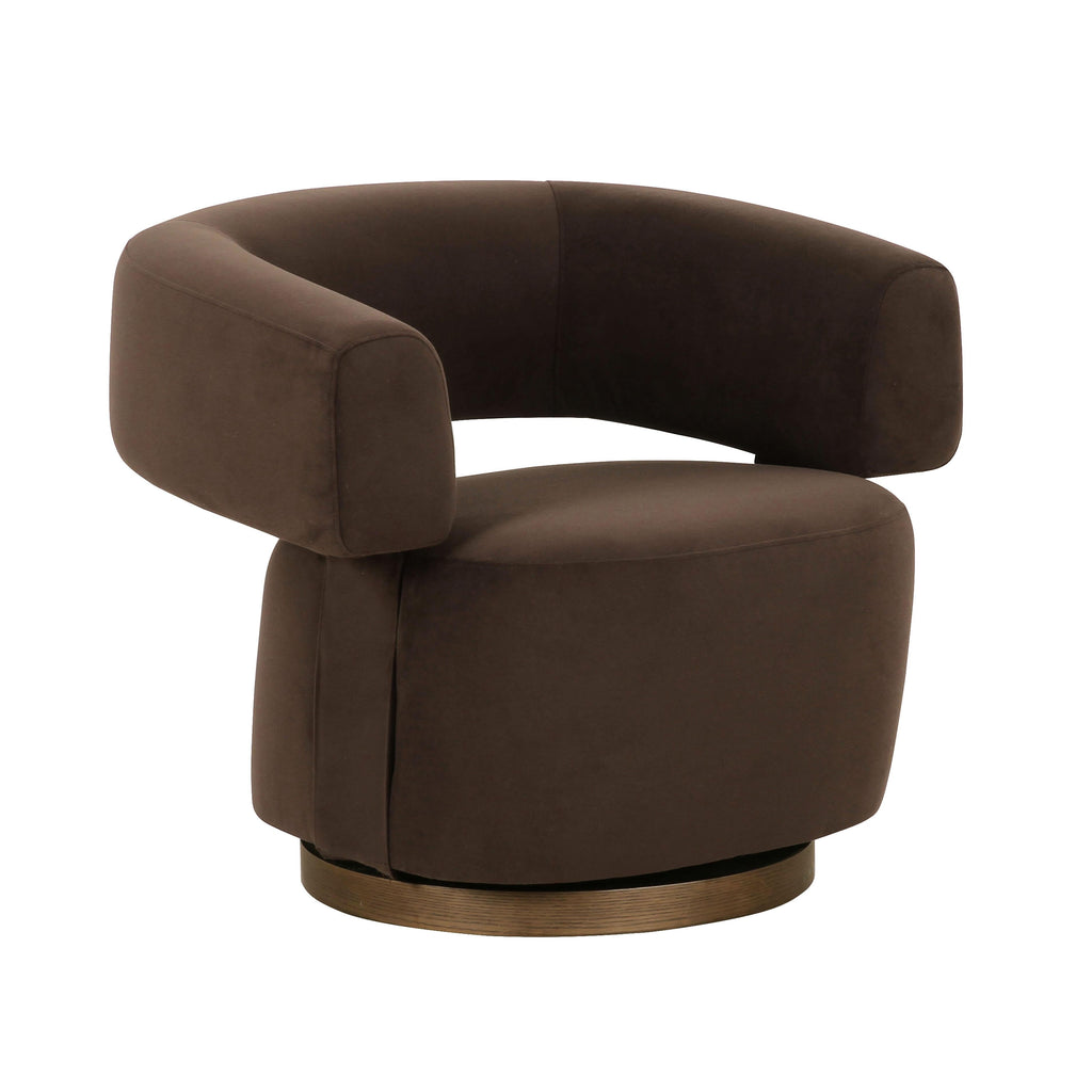 River Chocolate Brown Performance Velvet Swivel Accent Chair