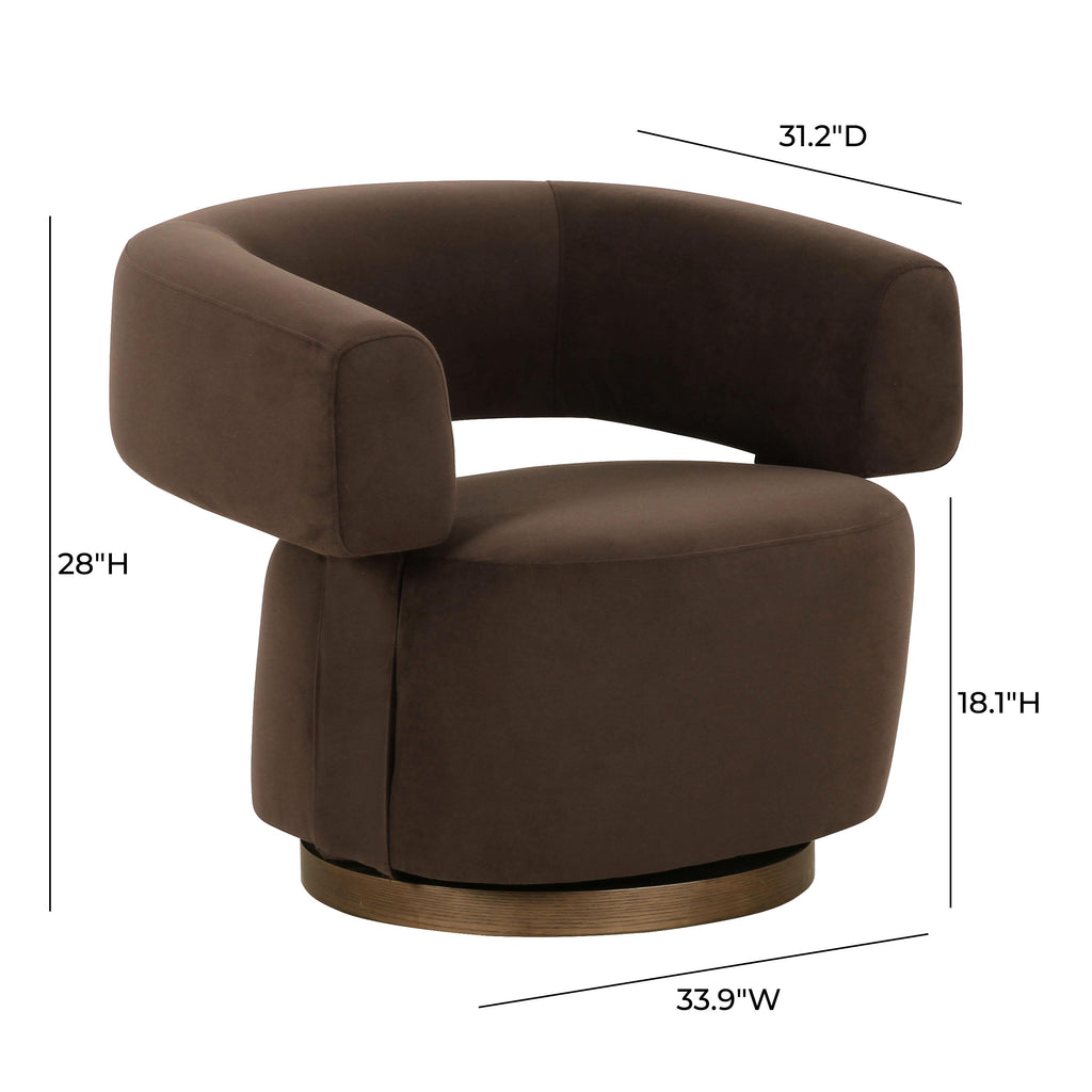 River Chocolate Brown Performance Velvet Swivel Accent Chair