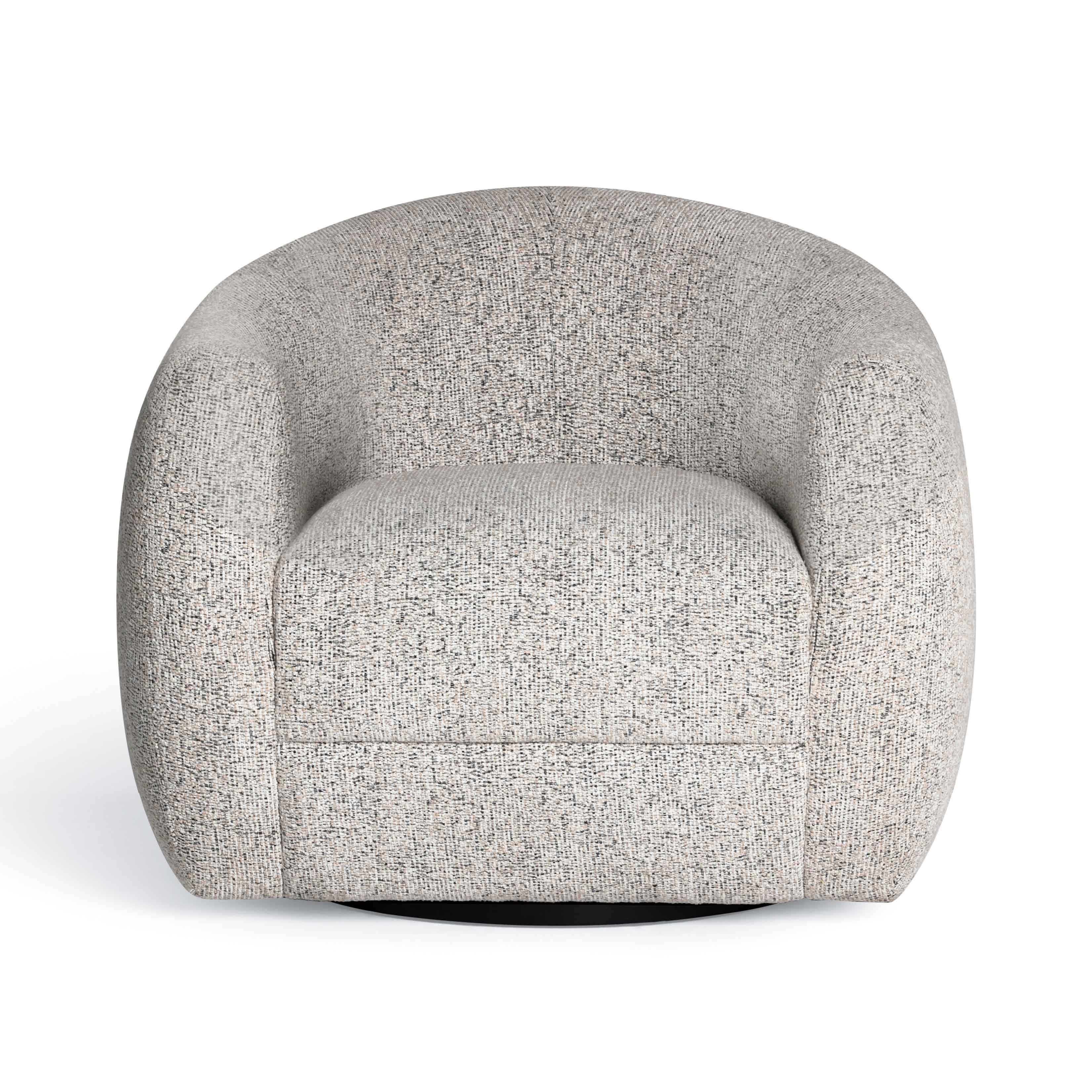 Judy Black and White Woven Fabric Swivel Chair