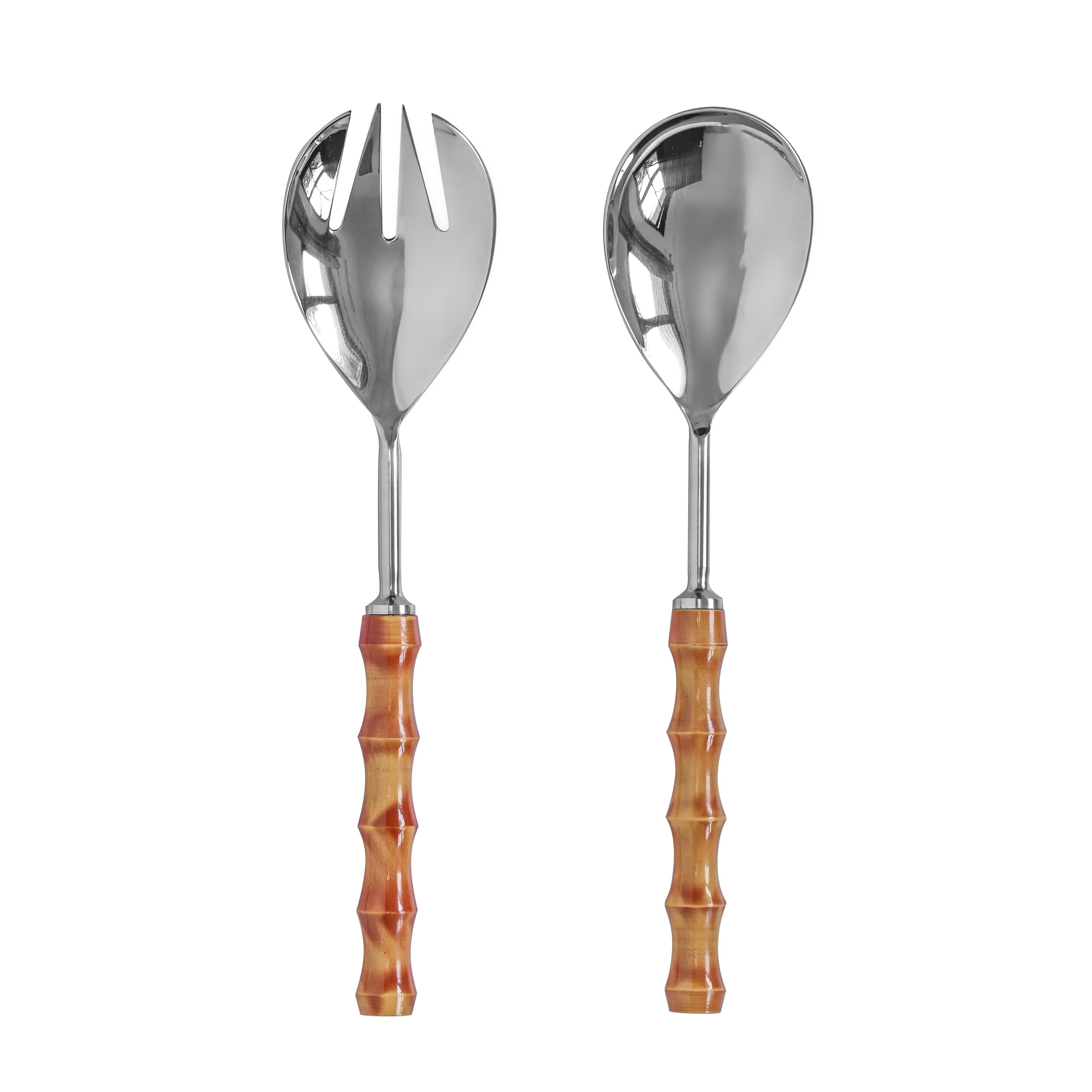 Bamboozled Stainless Steel Salad Serving Spoons - Set of 2